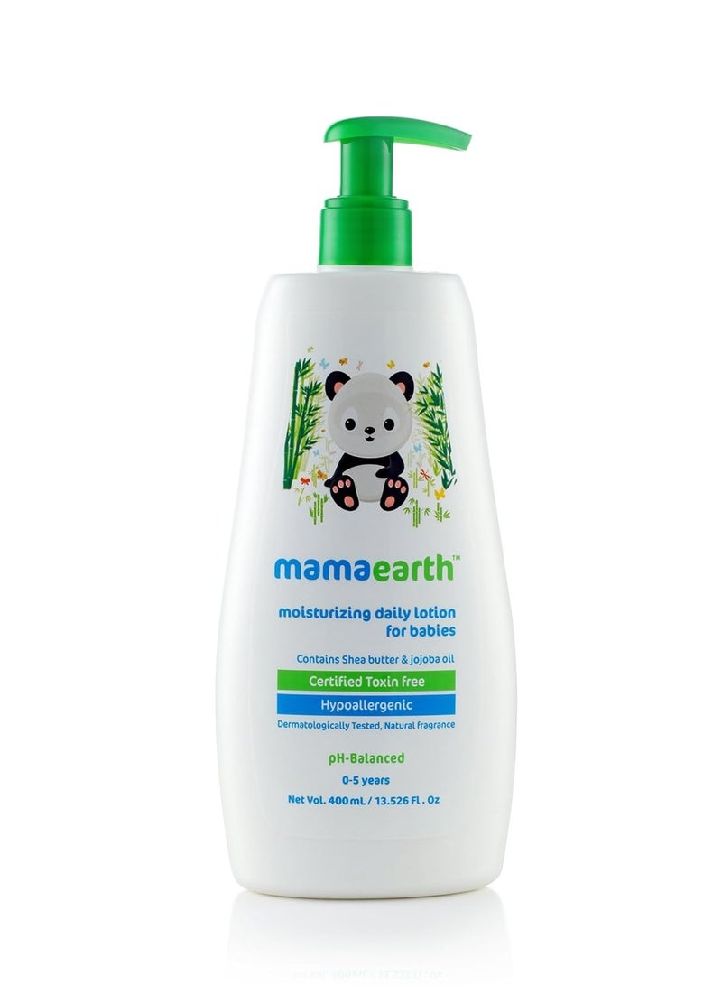 Mamaearth Daily Moisturizing Natural Baby Lotion (400 ml) & Mamaearth India's First Organic Bamboo Based Baby Wipes 72 (Pack of 1) - Image 2